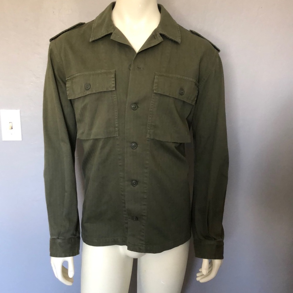 S F golden state Gap Green Button Up Long Sleeve Denim Shirt Shacket Jacket